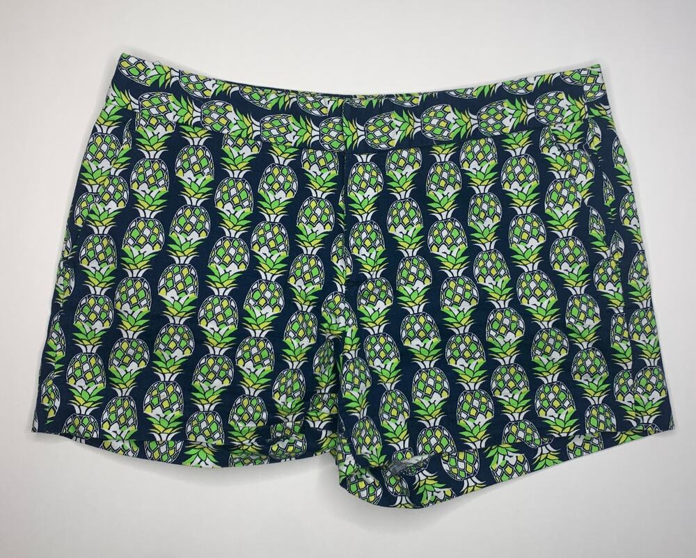 Banana Republic pineapple chino shorts green blue mid rise 3" inseam size 8